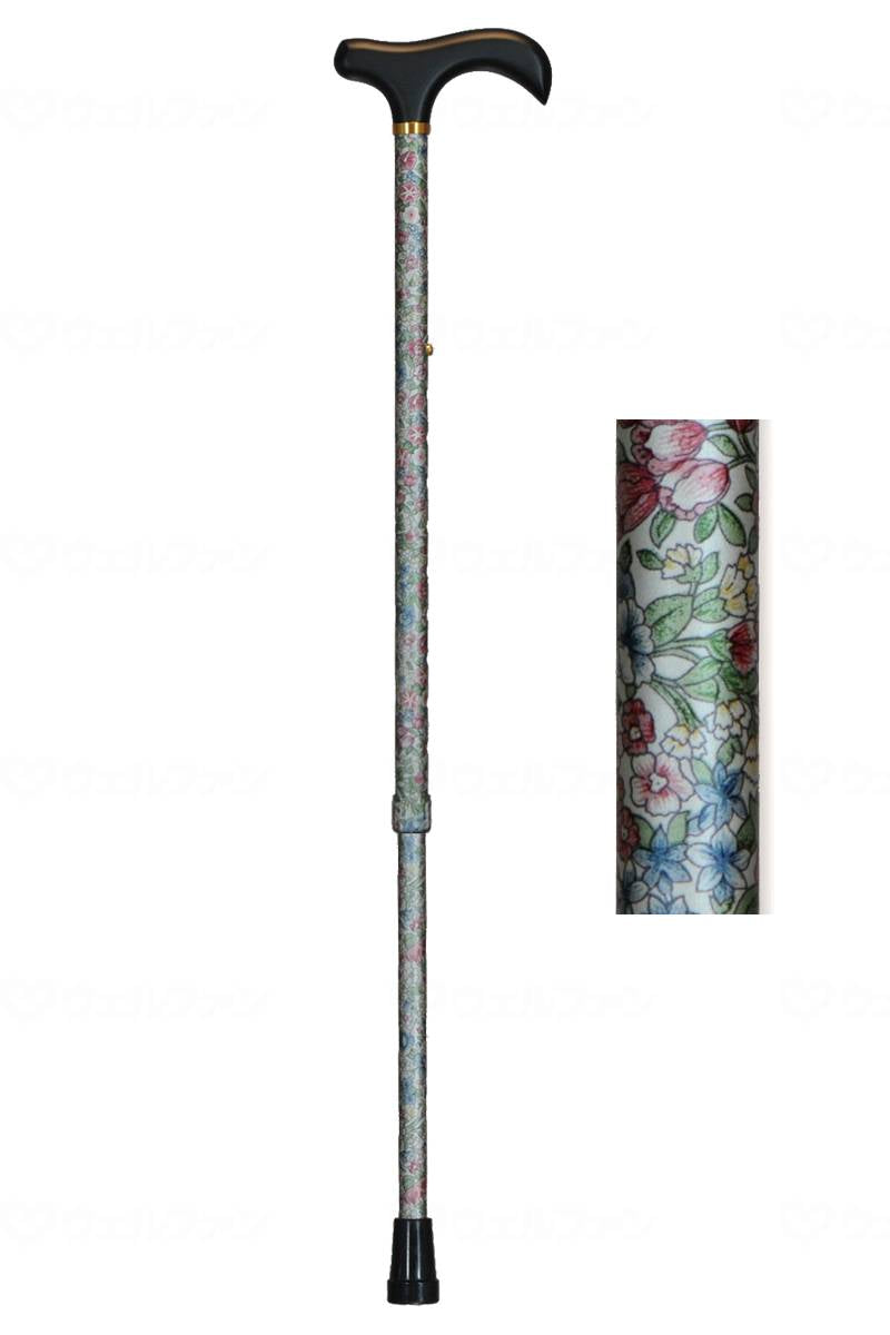 Segawa Shoten Aluminum Flower Pattern Telescopic Cane, White