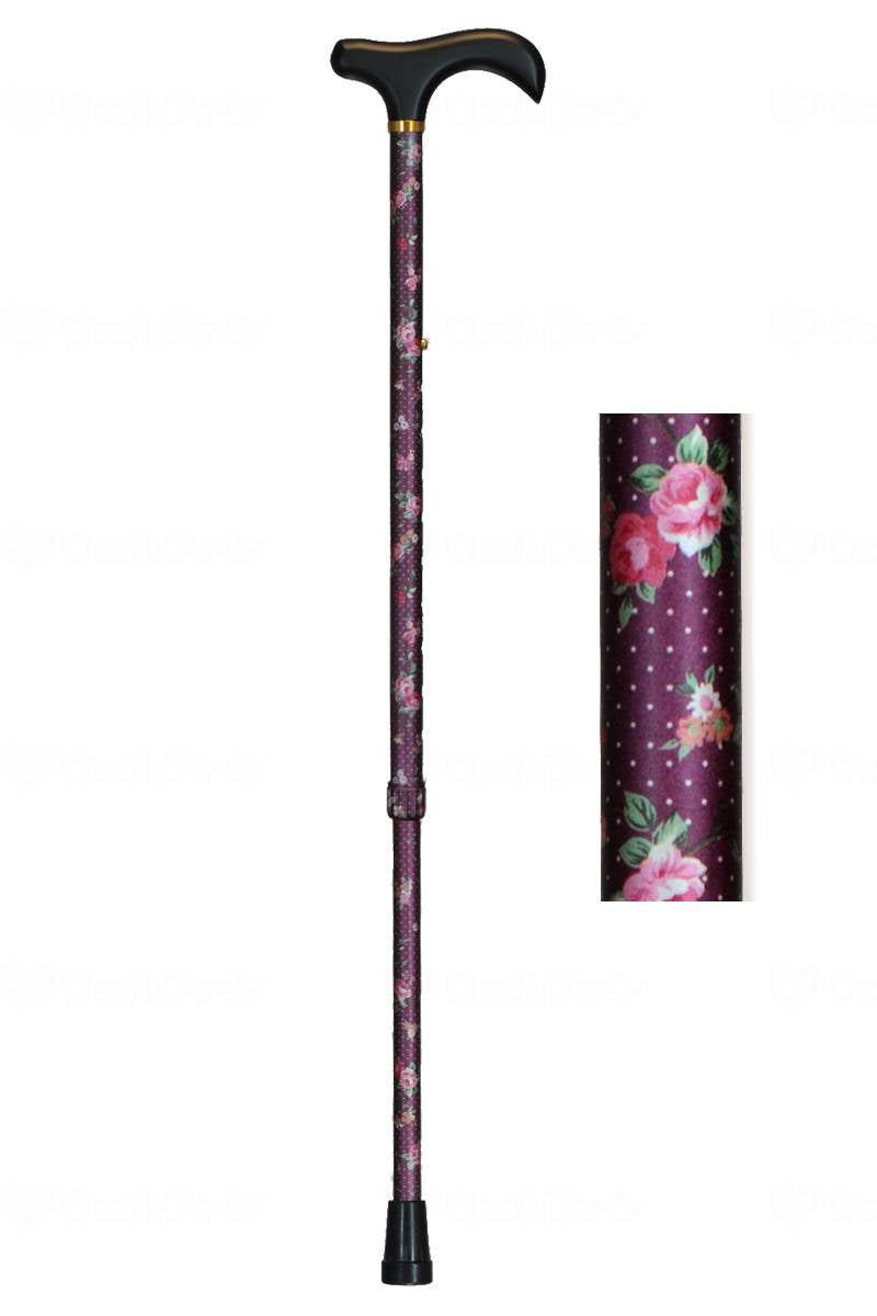 Segawa Shoten Aluminum Flower Pattern Telescopic Cane, Purple